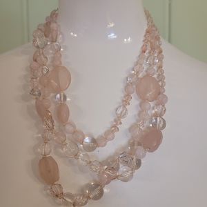 Anthropologie pink multistrand beaded necklace